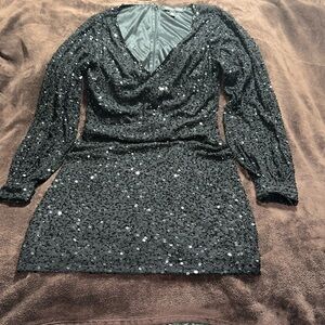 AIDAN MATTON BLACK BEADED/SEQUIN COCKTAIL DRESS. Women’s size 2.